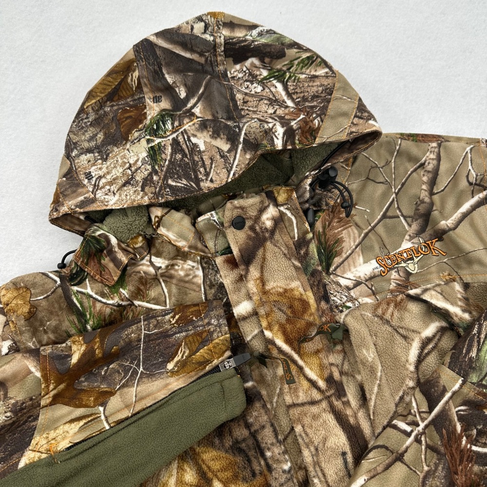 ScentLok Realtree Camo Hunting Jacket Mens XL Fleece Lined Full Zip 6411 READ
